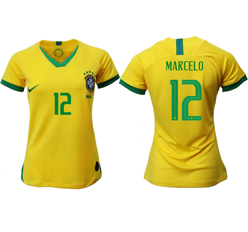 2019 20 Brazil 12 MARCELO Home Women Soccer Jersey