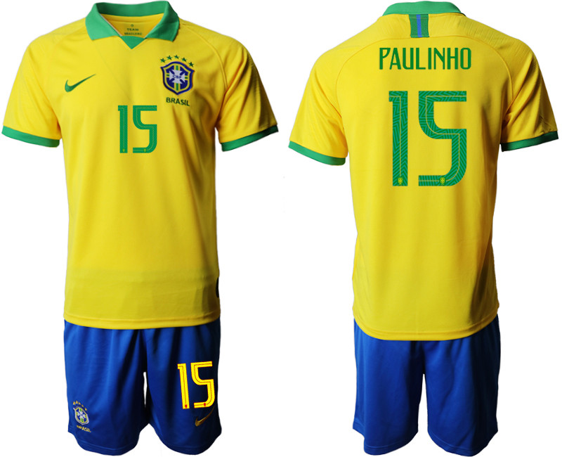 2019 20 Brazil 15 PAULINHO Home Soccer Jersey