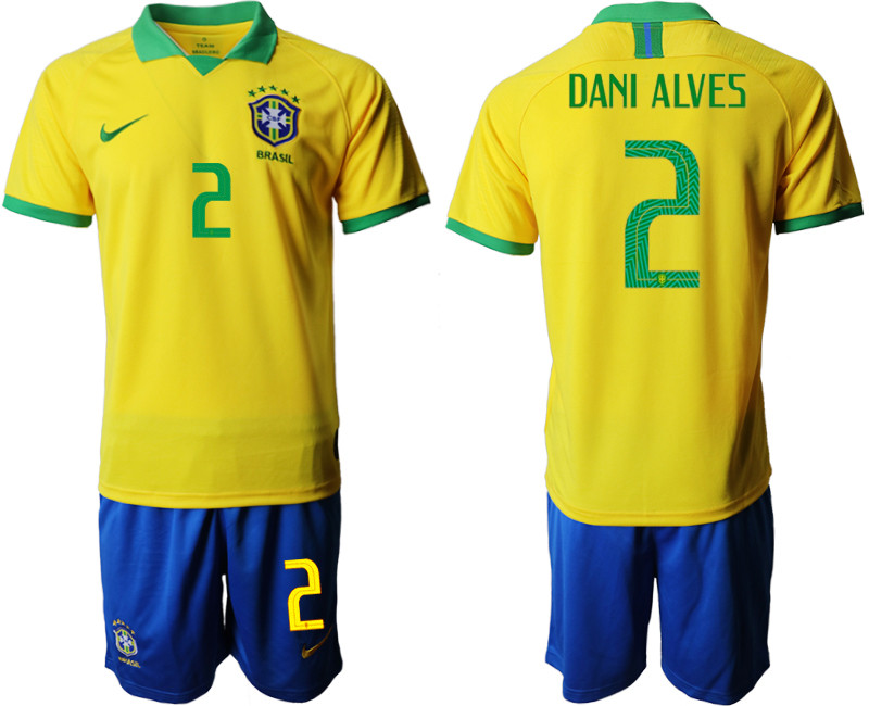 2019 20 Brazil 2 DANI ALVES Home Soccer Jersey