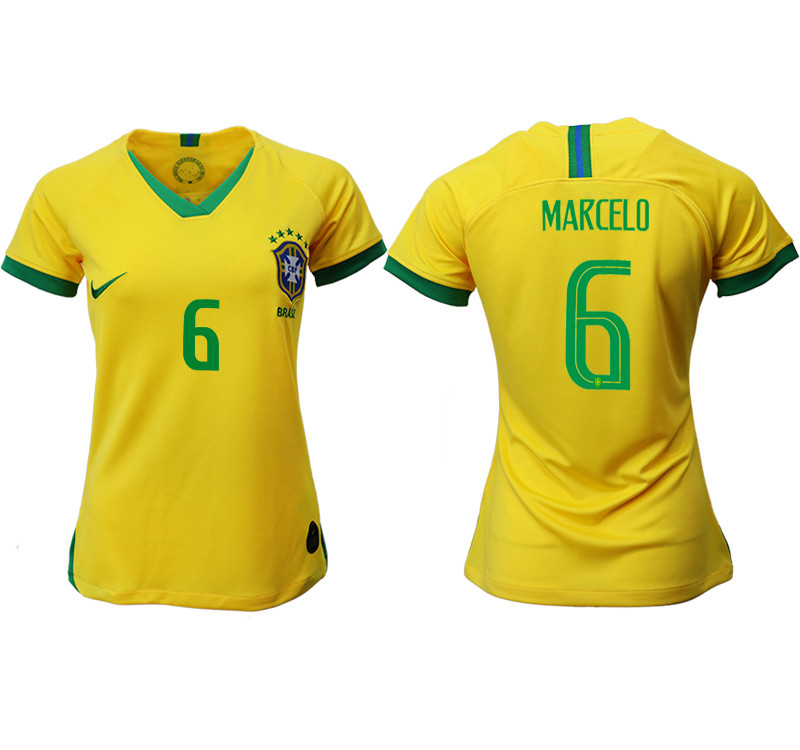 2019 20 Brazil 6 MARCELO Home Women Soccer Jersey