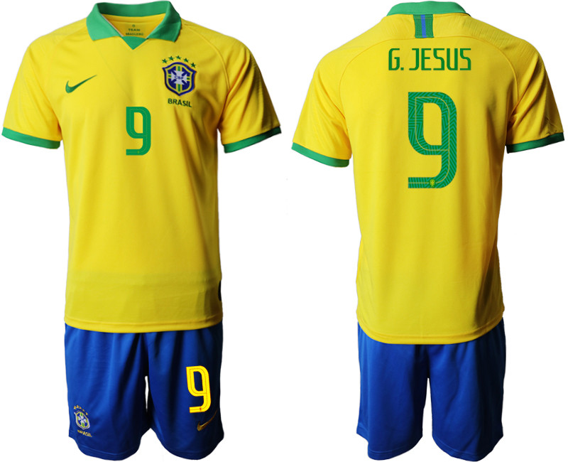 2019 20 Brazil 9 G. JESUS Home Soccer Jersey