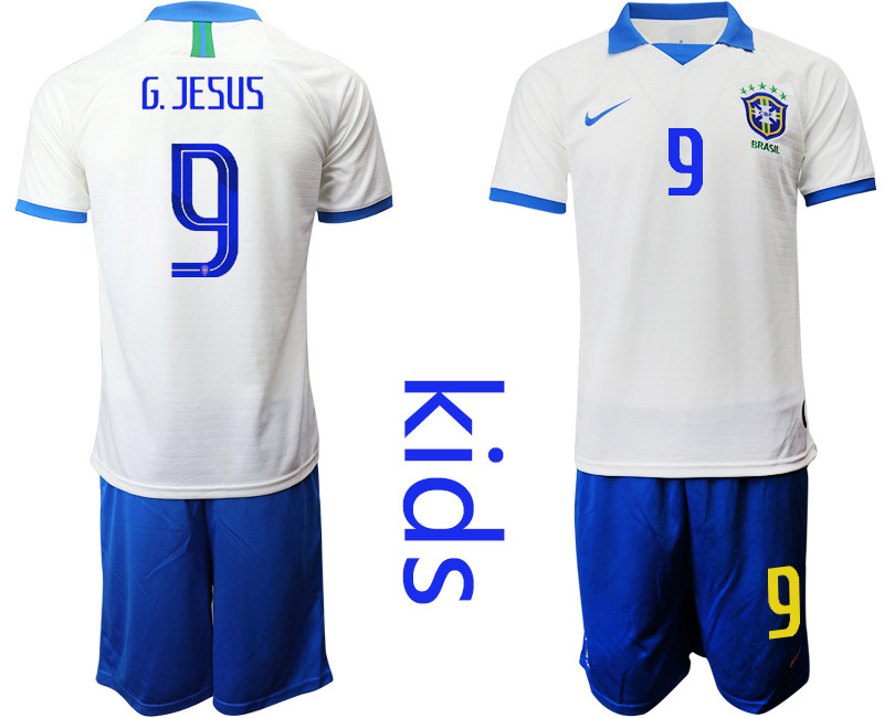 2019 20 Brazil 9 G.JESUS White Special Edition Youth Soccer Jersey