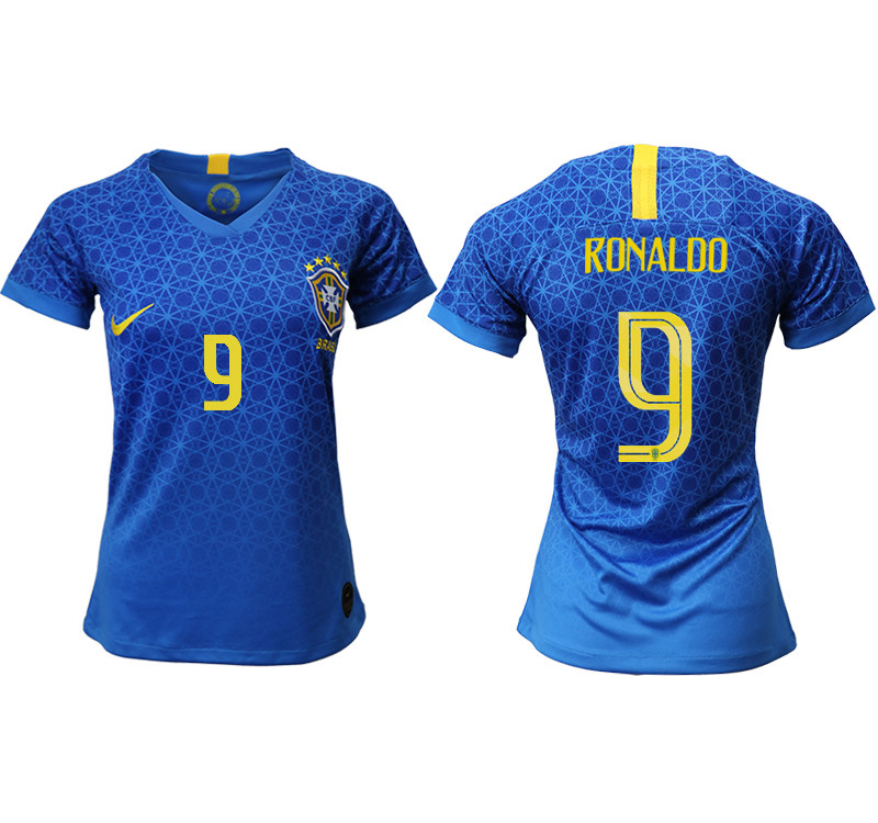 2019 20 Brazil 9 RONALDO Away Women Soccer Jersey