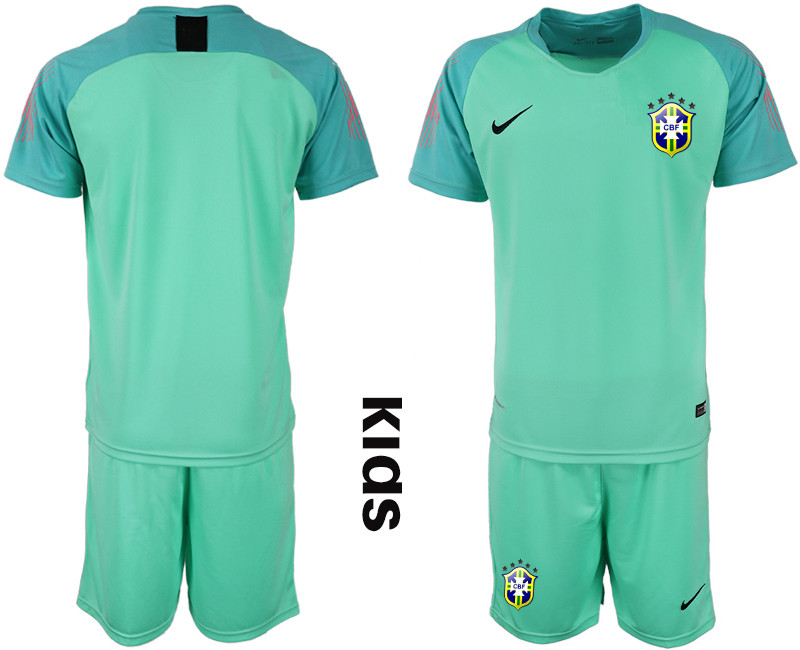 2019 20 Brazil Blue Youth Goalkeeper Soccer Jersey