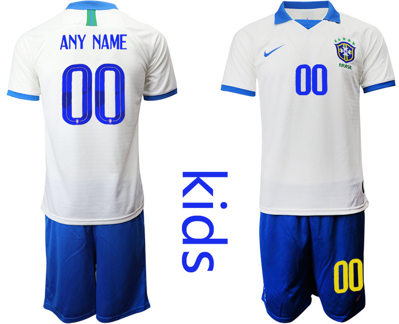 2019 20 Brazil Customized White Special Edition Youth Soccer Jersey