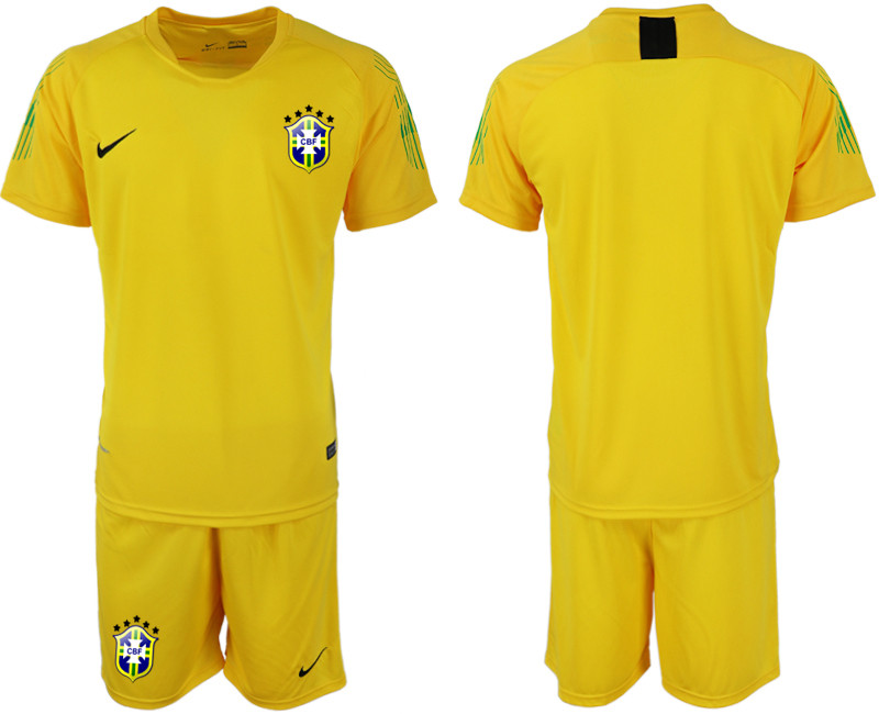2019 20 Brazil Yellow Goalkeeper Soccer Jersey