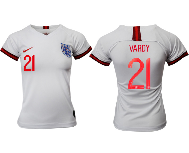 2019 20 England 21 VARDY Home Women Soccer Jersey