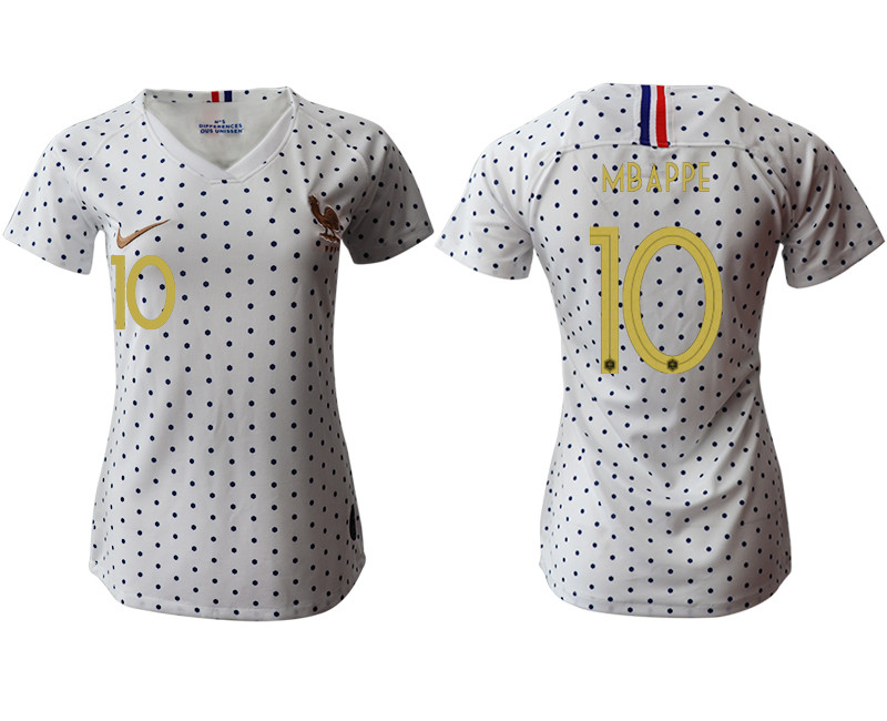 2019 20 France 10 MBAPPE Away Women Soccer Jersey
