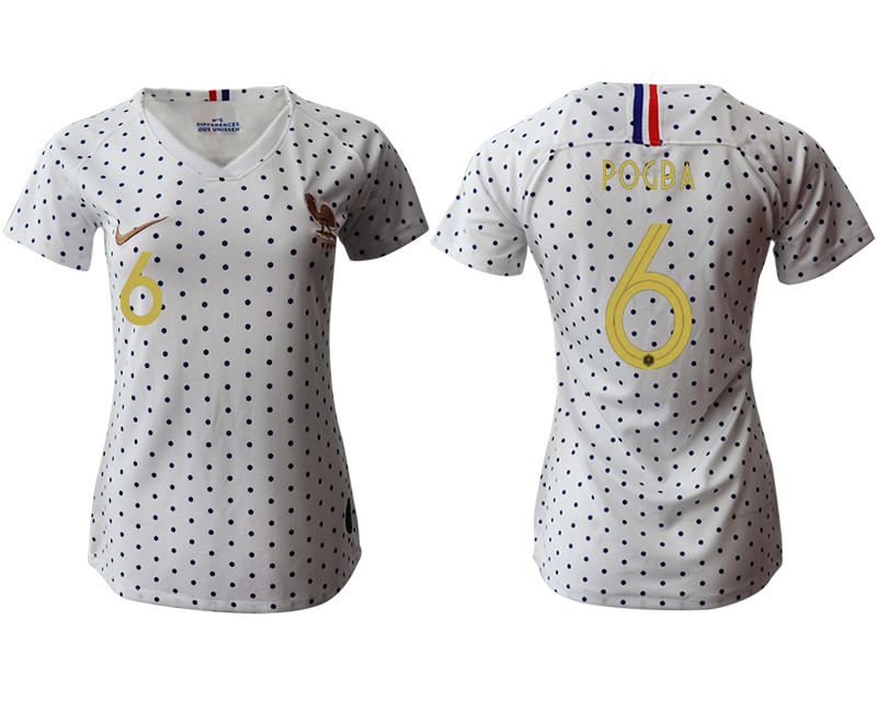 2019 20 France 6 POGBA Away Women Soccer Jersey