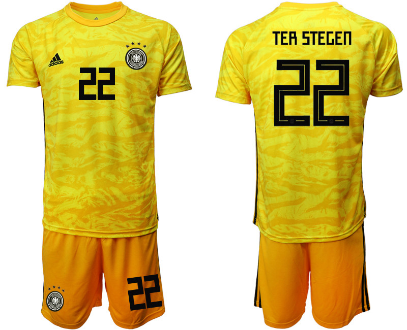 2019 20 Germany 22 TER STEGEN Yellow Goalkeeper Soccer Jersey