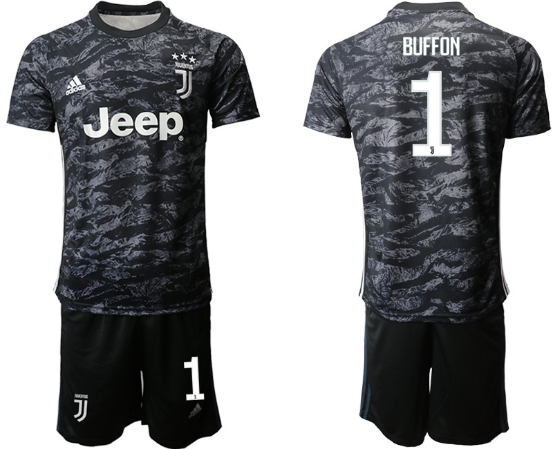 2019 20 Juventus 1 BUFFON Black Goalkeepe Soccer Jersey