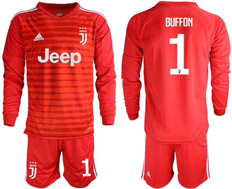 2019 20 Juventus 1 BUFFON Red Long Sleeve Goalkeeper Soccer Jersey