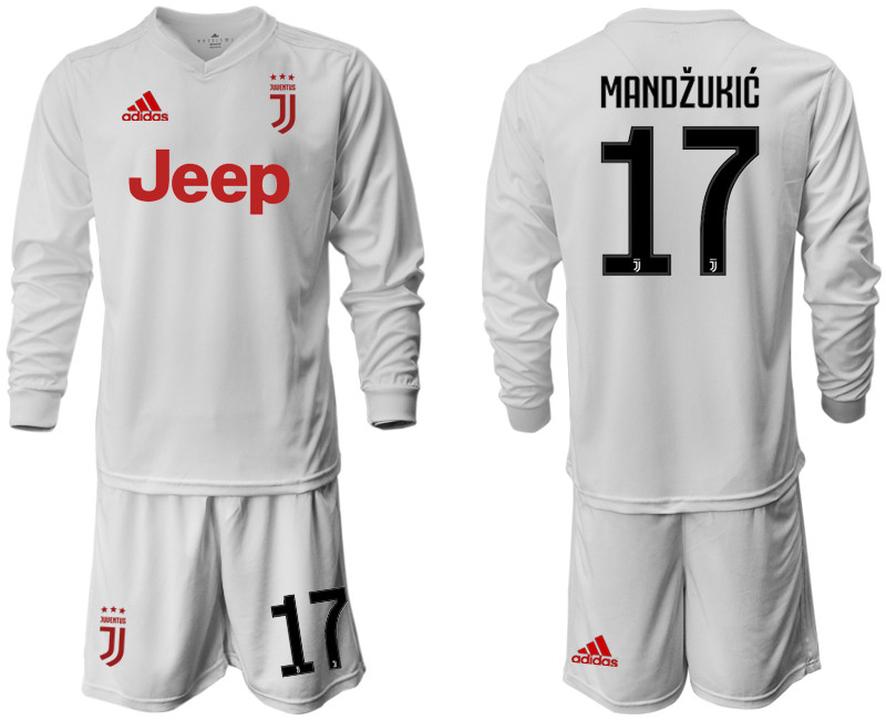2019 20 Juventus 17 MANDZUKIC Long Sleeve Away Soccer Jersey