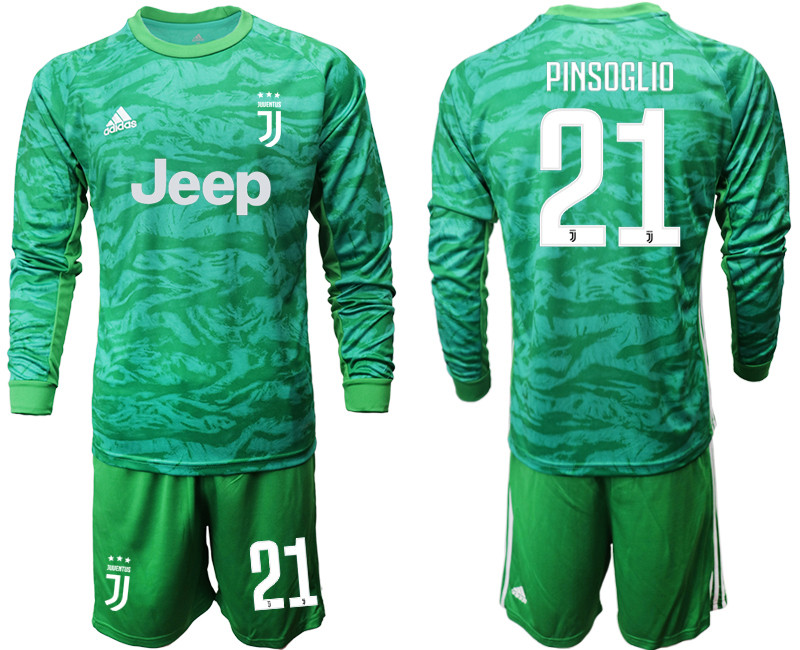 2019 20 Juventus 21 PINSOGLIO Green Long Sleeve Goalkeeper Soccer Jersey