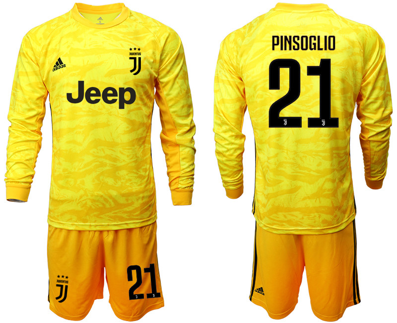 2019 20 Juventus 21 PINSOGLIO Yellow Long Sleeve Goalkeeper Soccer Jersey