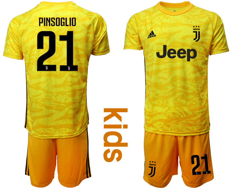 2019 20 Juventus 21 PINSOGLIO Yellow Youth Goalkeeper Soccer Jersey