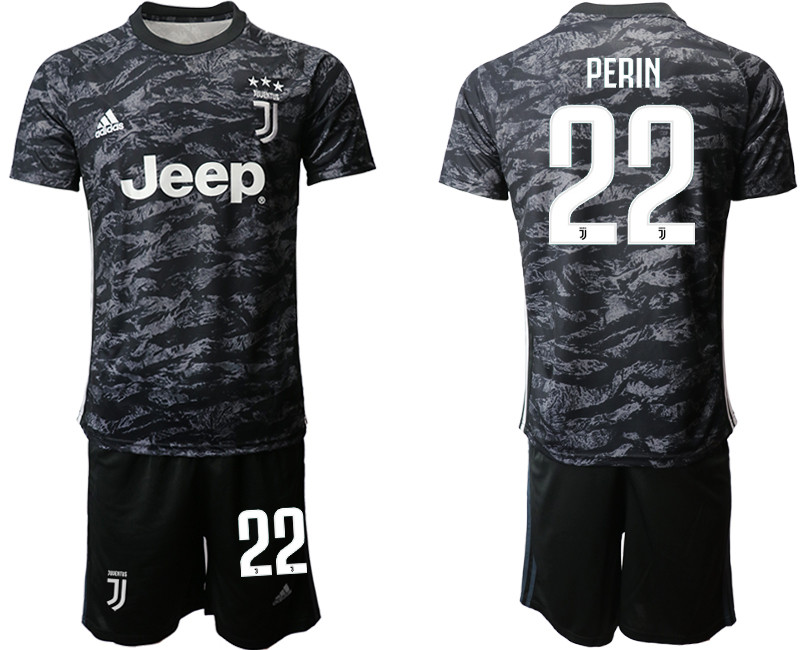 2019 20 Juventus 22 PERIN Black Goalkeepe Soccer Jersey