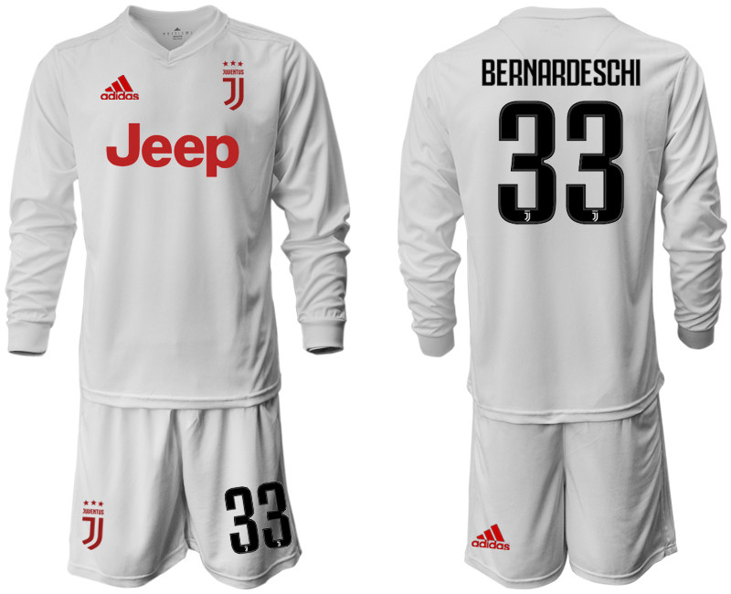 2019 20 Juventus 33 BERNARDESCHI Long Sleeve Away Soccer Jersey