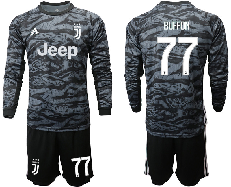 2019 20 Juventus 77 BUFFON Black Long Sleeve Goalkeeper Soccer Jersey