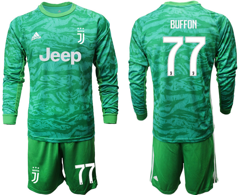 2019 20 Juventus 77 BUFFON Green Long Sleeve Goalkeeper Soccer Jersey
