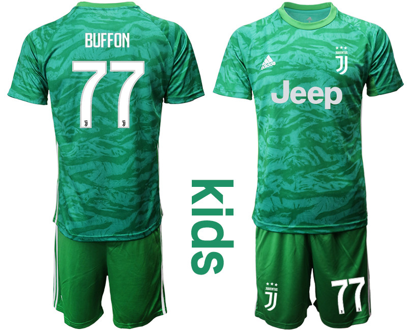 2019 20 Juventus 77 BUFFON Green Youth Goalkeeper Soccer Jersey