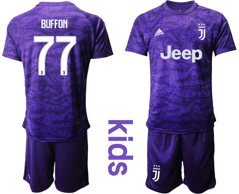 2019 20 Juventus 77 BUFFON Purple Youth Goalkeeper Soccer Jersey
