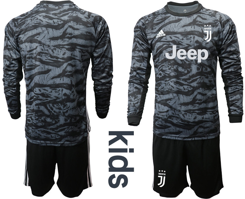 2019 20 Juventus Black Long Sleeve Youth Goalkeeper Soccer Jersey