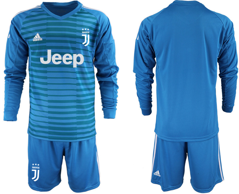 2019 20 Juventus Blue Long Sleeve Goalkeeper Soccer Jersey