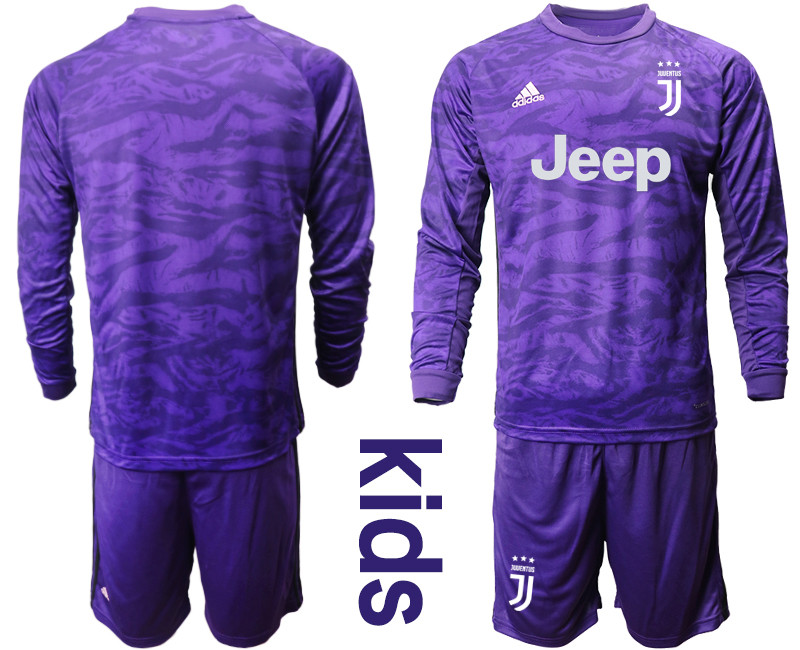 2019 20 Juventus Purple Long Sleeve Youth Goalkeeper Soccer Jersey