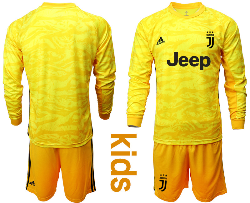 2019 20 Juventus Yellow Long Sleeve Youth Goalkeeper Soccer Jersey