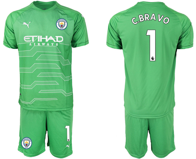 2019 20 Manchester 1 C.BRAVO Green Goalkeepe Soccer Jersey
