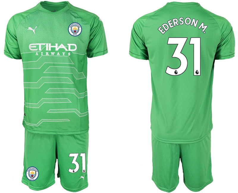 2019 20 Manchester 31 EDERSON M. Green Goalkeepe Soccer Jersey