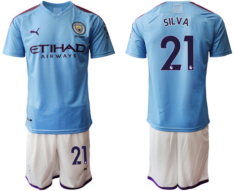 2019 20 Manchester City 21 SILVA Home Soccer Jersey