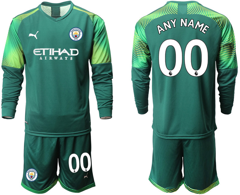 2019 20 Manchester City Customized Dark Green Goalkeeper Long Sleeve Soccer Jersey