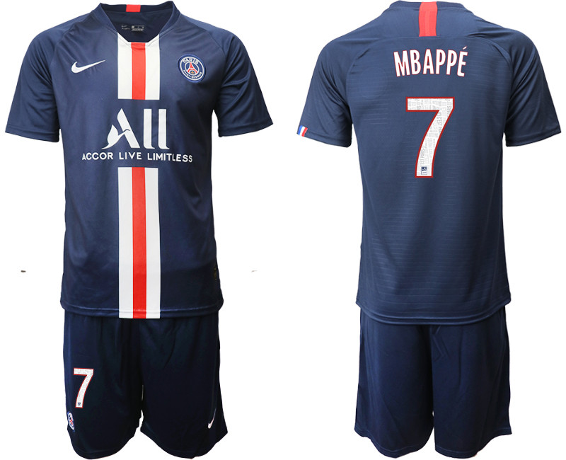 2019 20 Paris Saint Germain 7 MBAPPE Home Soccer Jersey