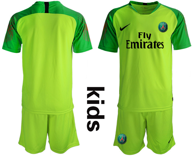 2019 20 Paris Saint Germain Fluorescent Green Youth Goalkeeper Soccer Jersey