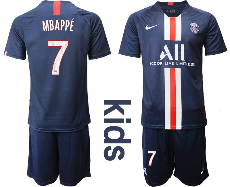 2019 20 Paris St Germain 7 MBAPPE Home Youth Soccer Jersey