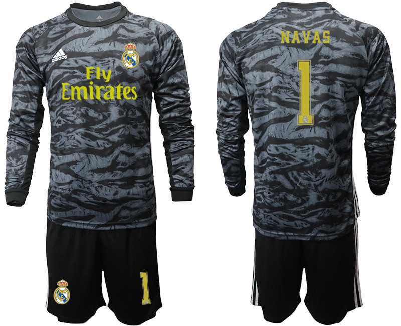 2019 20 Real Madrid 1 NAVAS Black Long Sleeve Goalkeeper Soccer Jersey