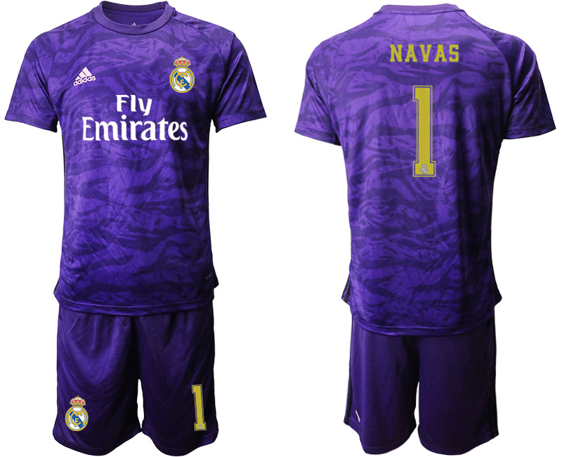 2019 20 Real Madrid 1 NAVAS Purple Goalkeeper Soccer Jersey