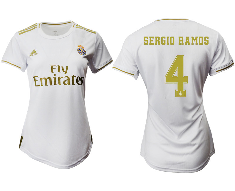 2019 20 Real Madrid 4 SERGIO RAMOS Home Women Soccer Jersey