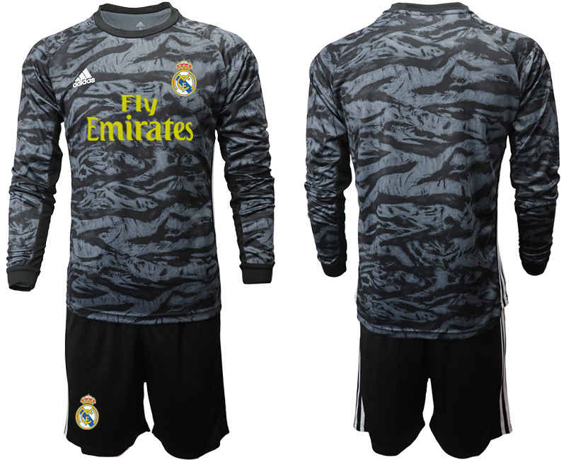 2019 20 Real Madrid Black Long Sleeve Goalkeeper Soccer Jersey