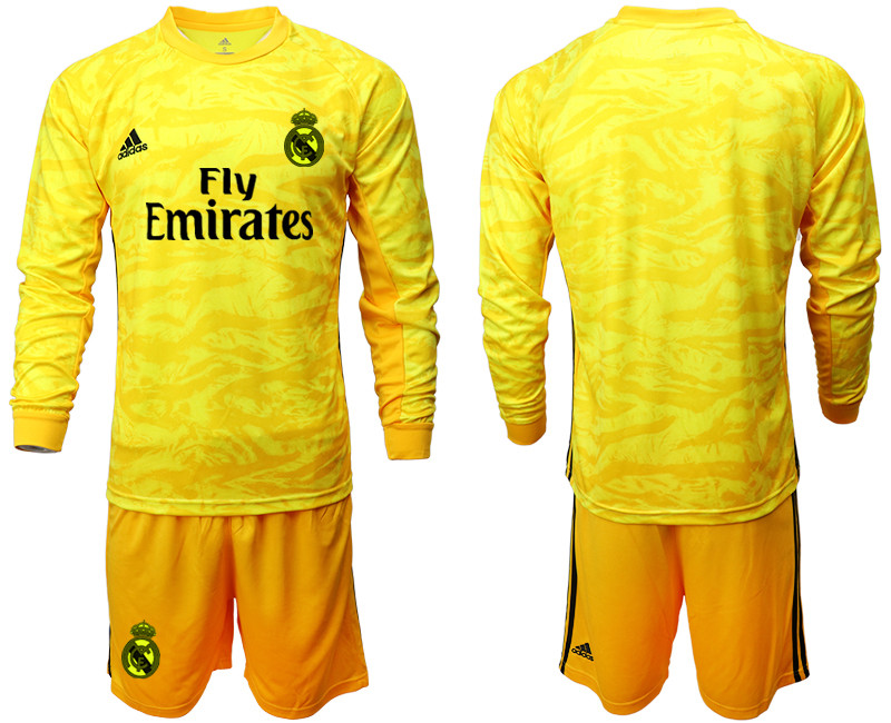 2019 20 Real Madrid Yellow Long Sleeve Goalkeeper Soccer Jersey