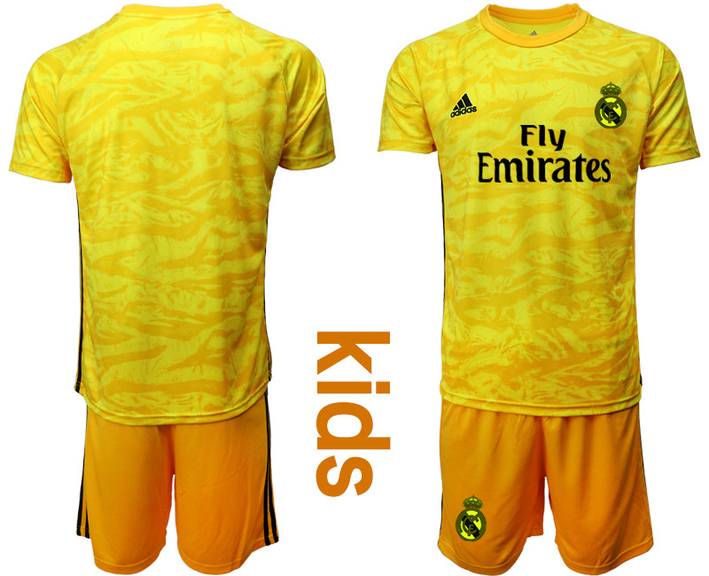 2019 20 Real Madrid Yellow Youth Goalkeeper Soccer Jersey