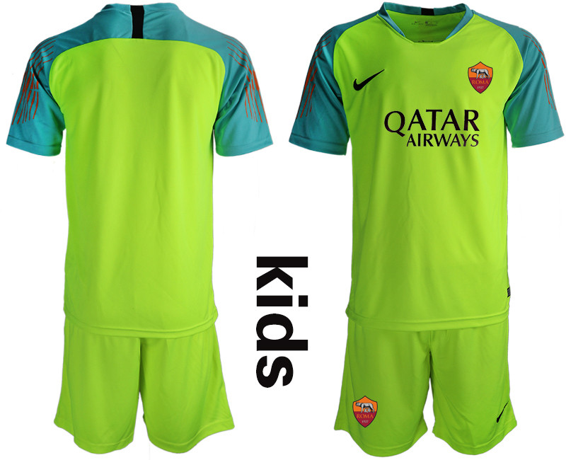 2019 20 Roma Fluorescent Green Goalkeeper Youth Soccer Jersey