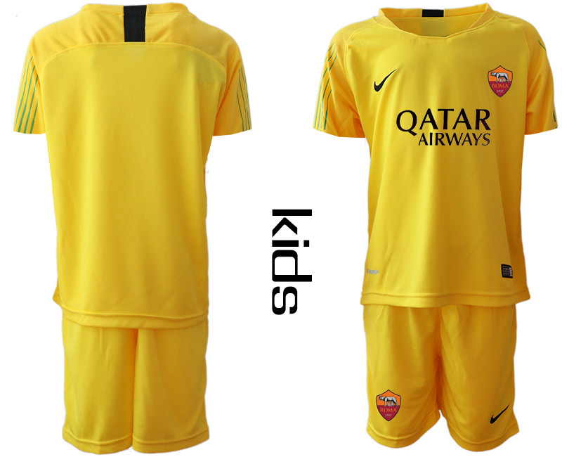 2019 20 Roma Yellow Goalkeeper Youth Soccer Jersey