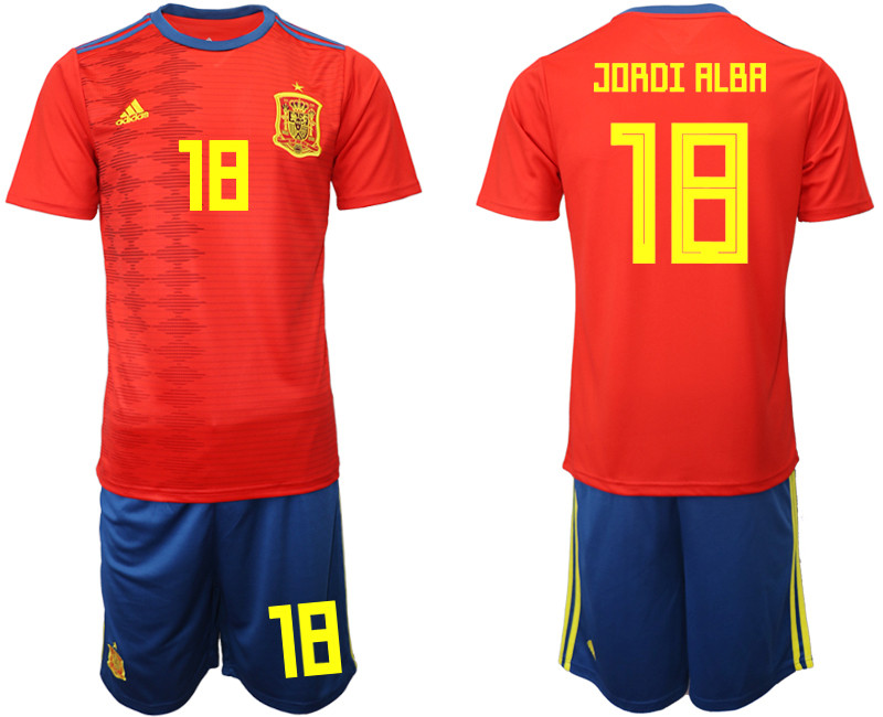 2019 20 Spain 18 JORDI ALBA Home Soccer Jersey