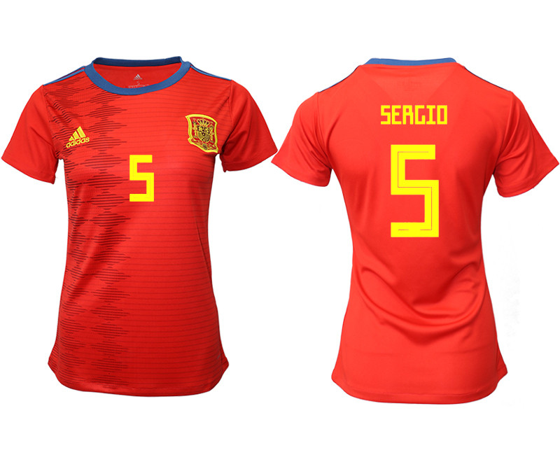 2019 20 Spain 5 SERGIO Home Women Soccer Jersey