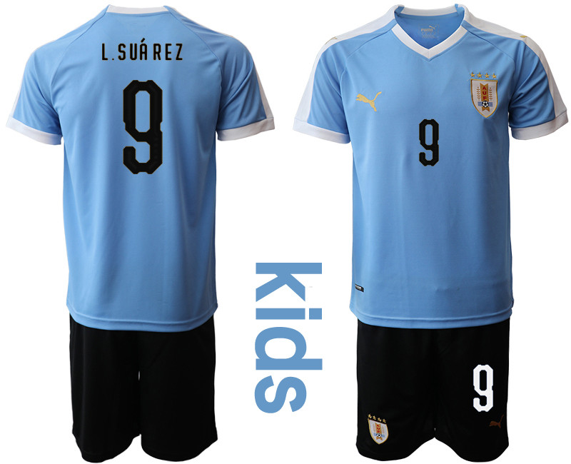 2019 20 Uruguay 9 L.SUAREZ Youth Home Soccer Jersey