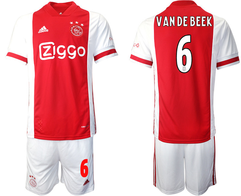 2020 21 AFC Ajax 6 VANDE BEEK Home Soccer Jersey