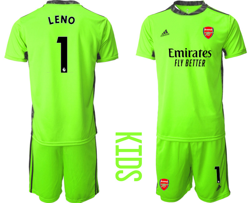 2020 21 Arsenal 1 LENO Fluorescent Youth Goalkeeper Soccer Jersey